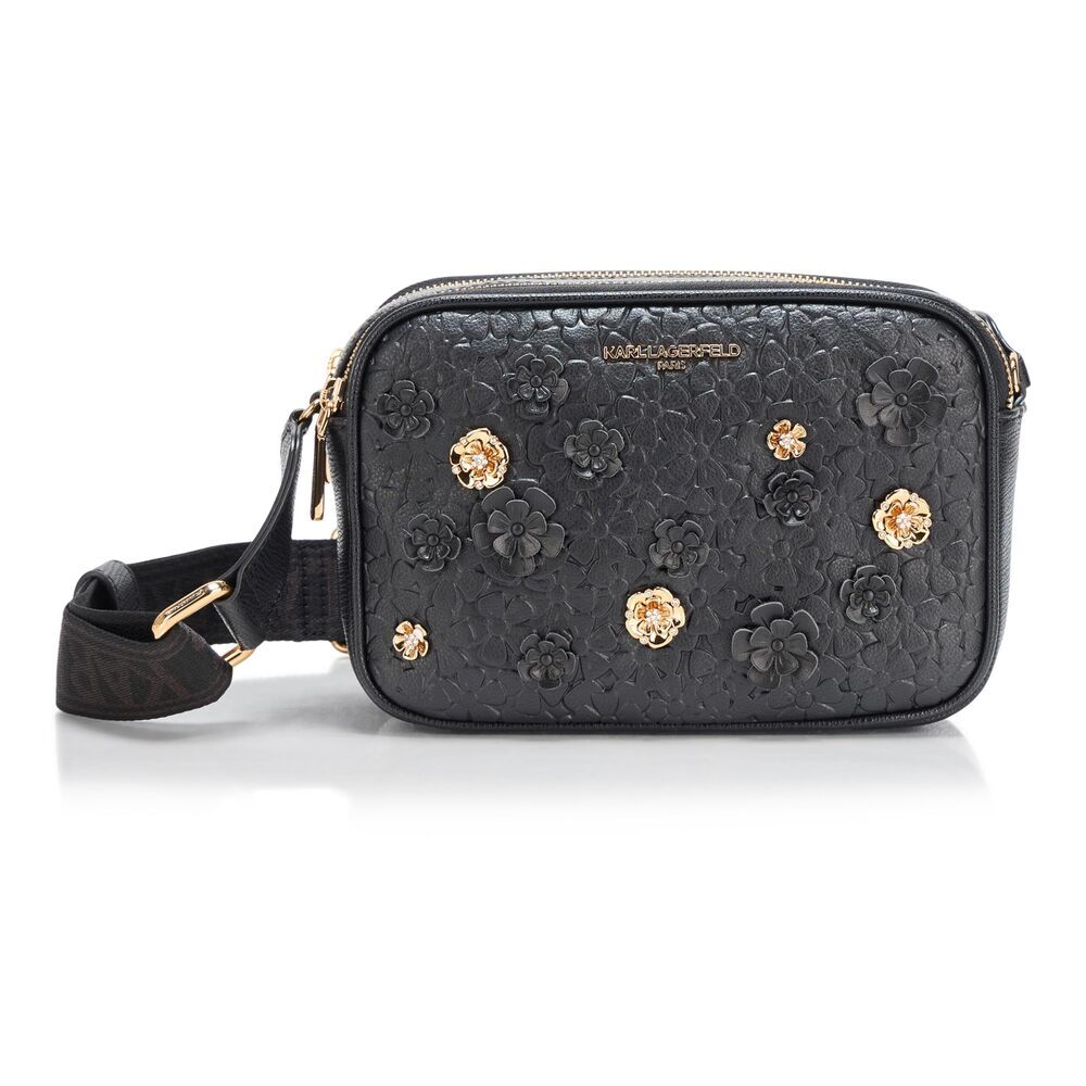 KARL LAGERFELD PARIS Crossbody Bag Floral Pins Black/Gold One Size